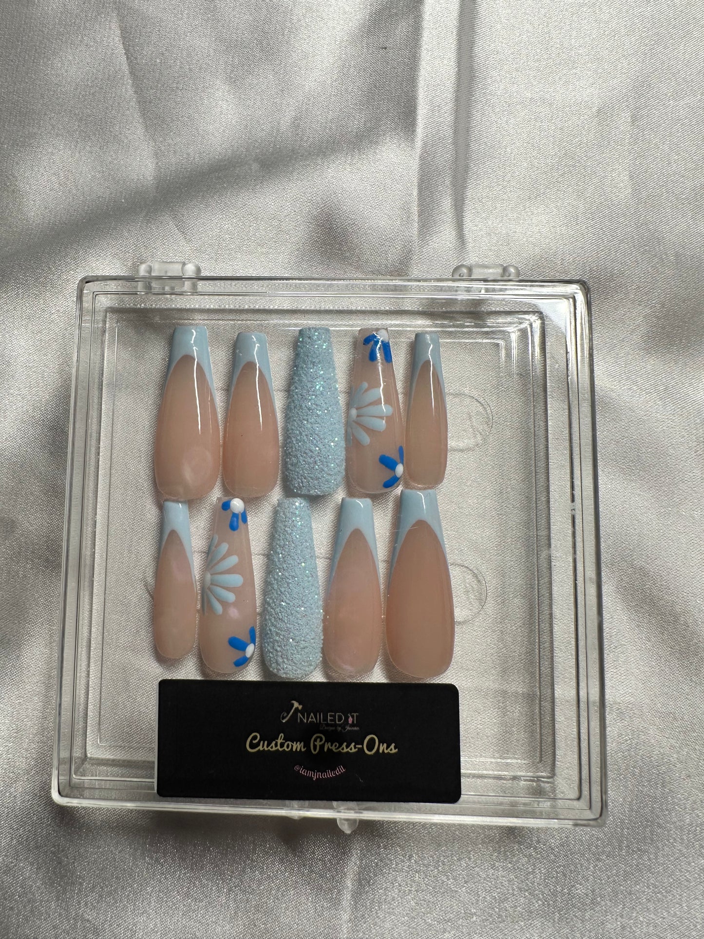 Blue Spring French w/Glitter (Long)