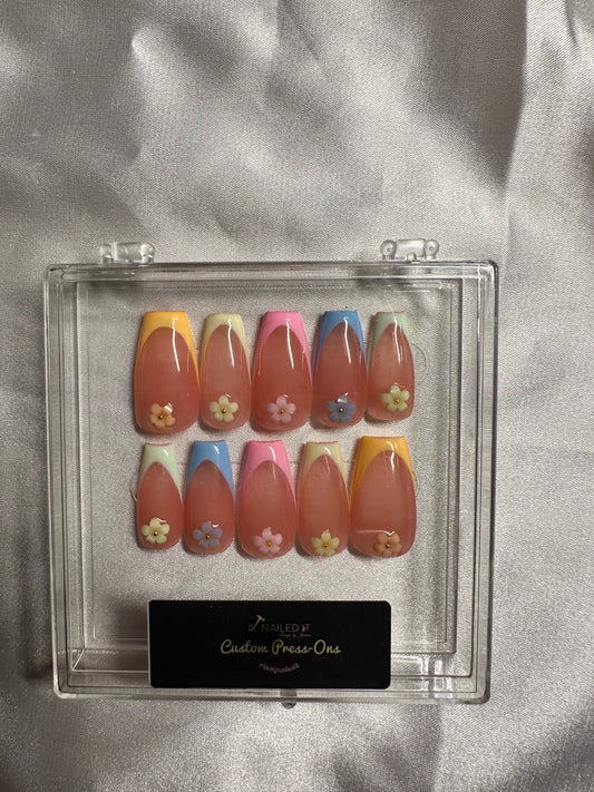 Multi-Colored French w/flowers